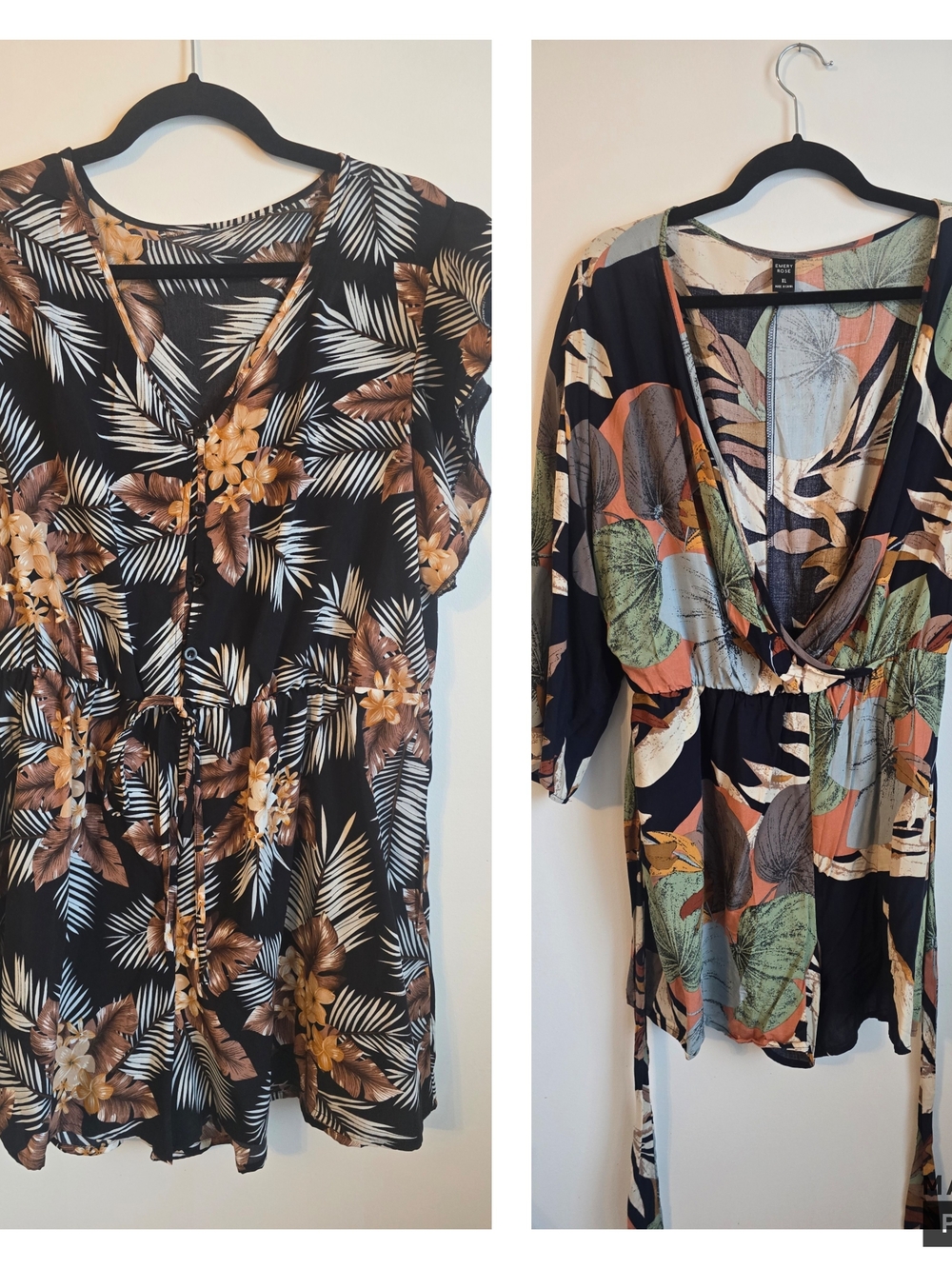 Shein Romper Bundle - Floral Print V-Neck. Size L, Like New